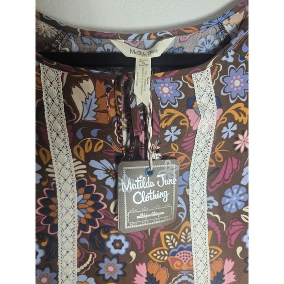 Matilda Jane Make Believe Intermission Dress Small NWT Boho FloralLace Trim Fall - Picture 3 of 9